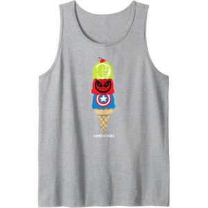 Amazon Essentials Marvel Super Heroes Ice Cream Cone Super Scoops Tank Top(Heather Grey)