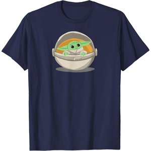 Amazon Essentials Men’s Mandalorian The Child Grogu Pram T-Shirt, Dark Blue, Small(Navy Blue)