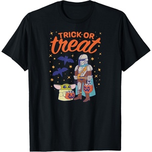 Amazon Essentials Men’s The Mandalorian Grogu Halloween Trick or Treat T-Shirt, Black Graphic Print, Small(Black)