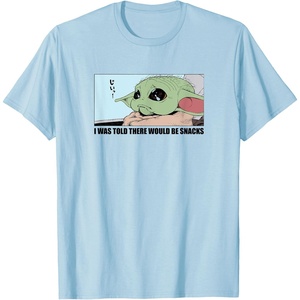 Amazon Essentials Men’s The Mandalorian Sad Grogu Wants Snacks T-Shirt, Grey, Small(Baby Blue)