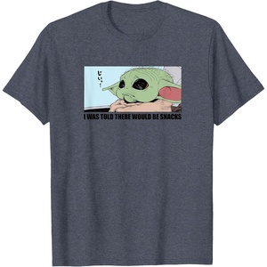 Amazon Essentials Men’s The Mandalorian Sad Grogu Wants Snacks T-Shirt, Grey, Small(Heather Blue)
