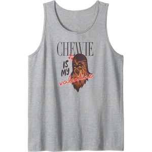 Amazon Essentials Star Wars Chewbacca Chewie Is My Valentine Tank Top(Heather Grey)