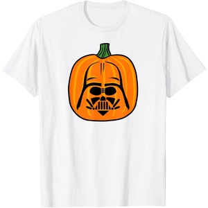 Amazon Essentials Star Wars Darth Vader Halloween Pumpkin Jack O’Lantern T-Shirt(White)