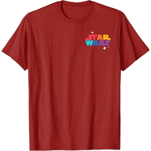 Amazon Essentials Star Wars May the Force be With You Colorful Shapes T-Shirt(Cranberry Red)