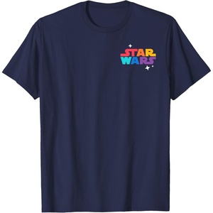 Amazon Essentials Star Wars May the Force be With You Colorful Shapes T-Shirt(Navy Blue)