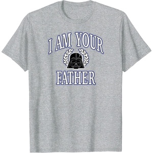 Amazon Essentials Star Wars Men’s Darth Vader I Am Your Father Collegiate Crest T-Shirt, Black, Small(Heather Grey)