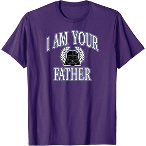 Amazon Essentials Star Wars Men’s Darth Vader I Am Your Father Collegiate Crest T-Shirt, Black, Small(Purple)