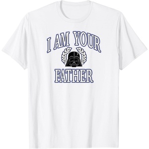Amazon Essentials Star Wars Men’s Darth Vader I Am Your Father Collegiate Crest T-Shirt, Black, Small(White)