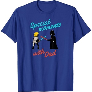 Amazon Essentials Star Wars Men’s Darth Vader and Luke Special Moments with Dad T-Shirt, Grey, Small(Royal Blue)