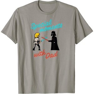 Amazon Essentials Star Wars Men’s Darth Vader and Luke Special Moments with Dad T-Shirt, Grey, Small(Slate Grey)
