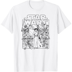 Amazon Essentials Star Wars Unisex Kids’ Retro Movie Poster Group Pose T-Shirt, White, Small(White)