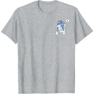 Amazon Essentials Star Wars Valentine’s Day Love from R2-D2 T-Shirt(Heather Grey)