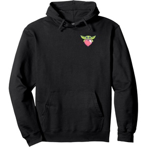 Amazon Essentials The Mandalorian Grogu Holding a Valentine’s Heart Pullover Hoodie(Black)