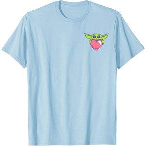 Amazon Essentials The Mandalorian Grogu Holding a Valentine’s Heart T-Shirt(Baby Blue)
