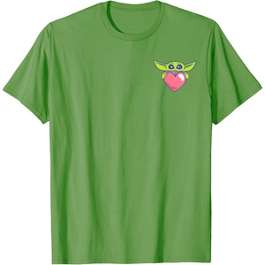 Amazon Essentials The Mandalorian Grogu Holding a Valentine’s Heart T-Shirt(Grass Green)