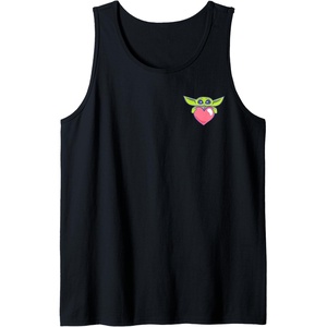 Amazon Essentials The Mandalorian Grogu Holding a Valentine’s Heart Tank Top(Black)