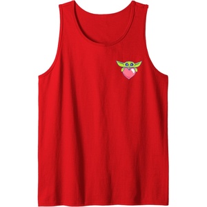 Amazon Essentials The Mandalorian Grogu Holding a Valentine’s Heart Tank Top(Red)