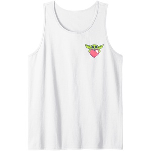 Amazon Essentials The Mandalorian Grogu Holding a Valentine’s Heart Tank Top(White)