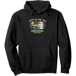 Amazon Essentials The Mandalorian and Grogu in Space Pullover Hoodie(Black)