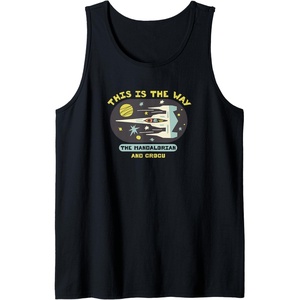 Amazon Essentials The Mandalorian and Grogu in Space Tank Top(Black)