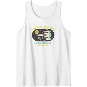 Amazon Essentials The Mandalorian and Grogu in Space Tank Top(White)
