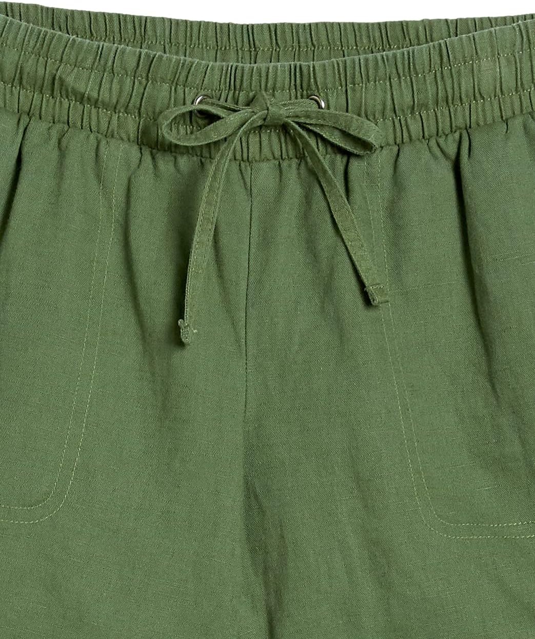image:imageAmazon Essentials Womens 5 Inseam Drawstring Linen Blend Shorts with Elastic Waist Available in Plus SizeMilitary Green