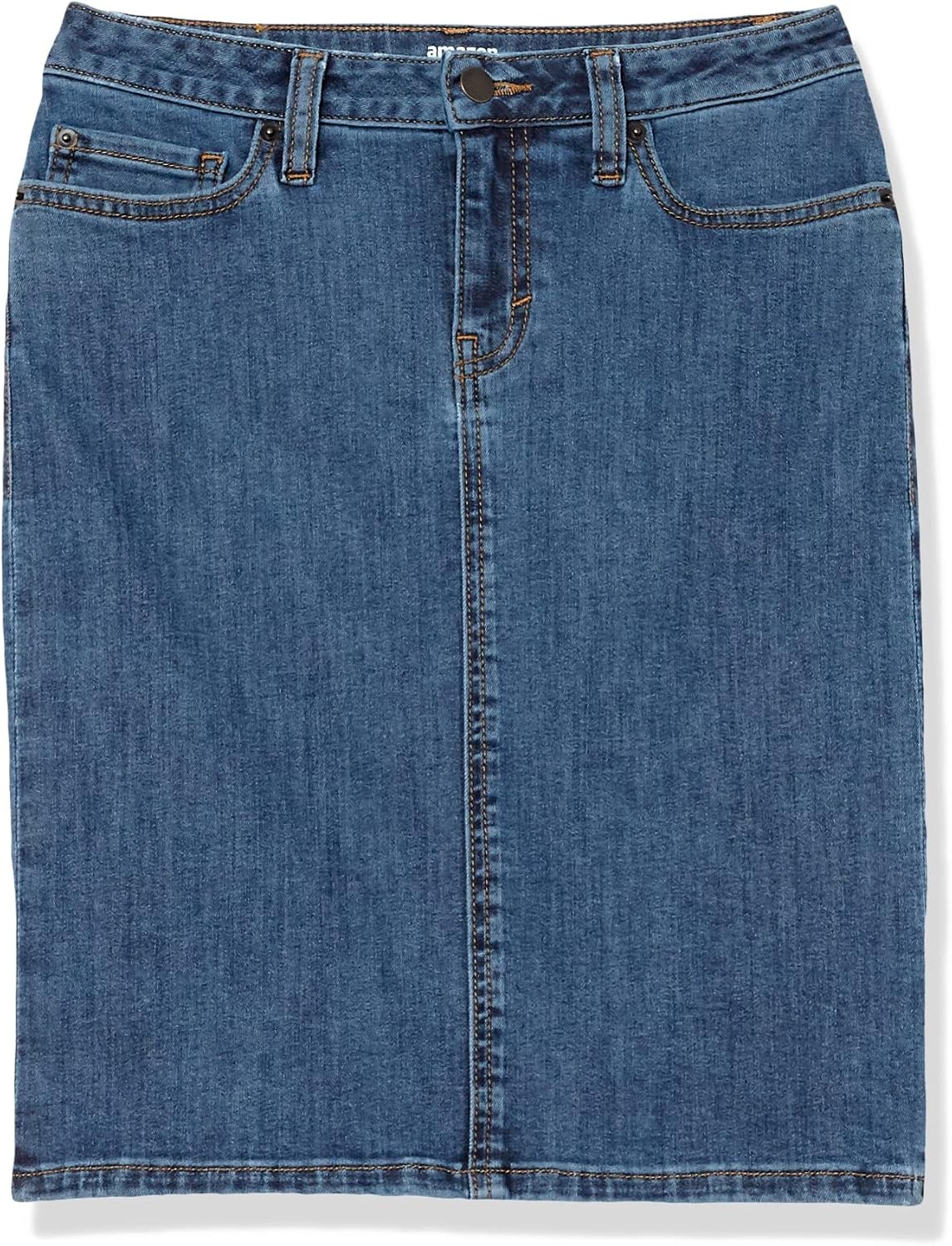 image:imageAmazon Essentials Womens Classic 5Pocket Denim SkirtMedium Wash