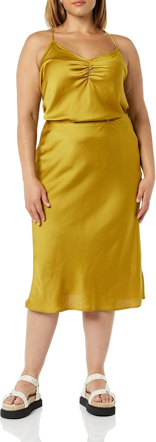 image:imageAmazon Essentials Womens Georgette Slip Skirt Previously Daily RitualLight Olive