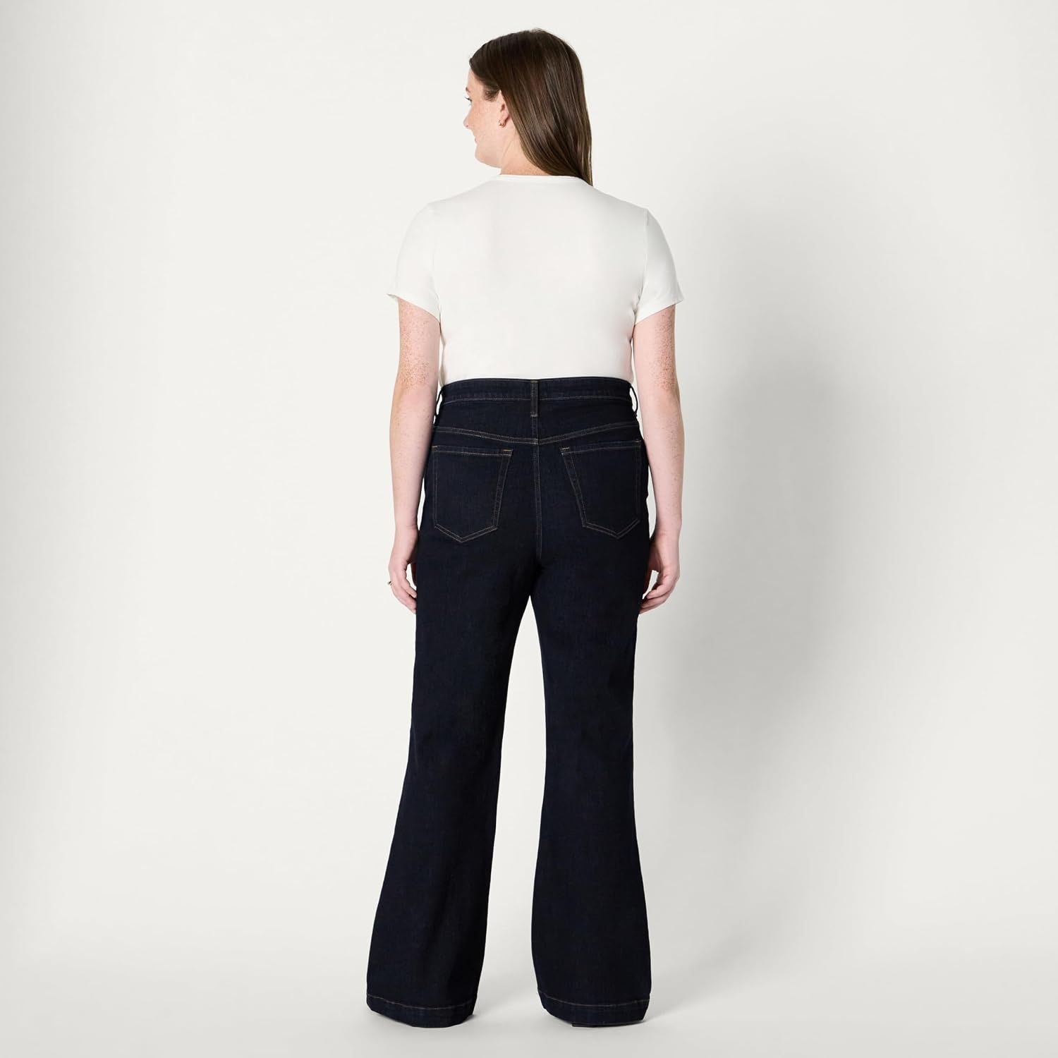 image:imageAmazon Essentials Womens High Stretch Flattering HighRise Flare JeansRinse