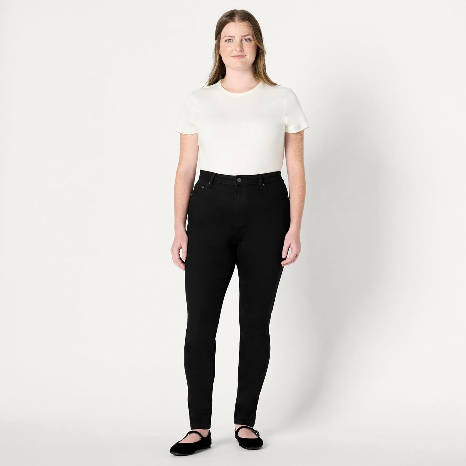 image:imageAmazon Essentials Womens High Stretch HighRise Skinny JeansBlack