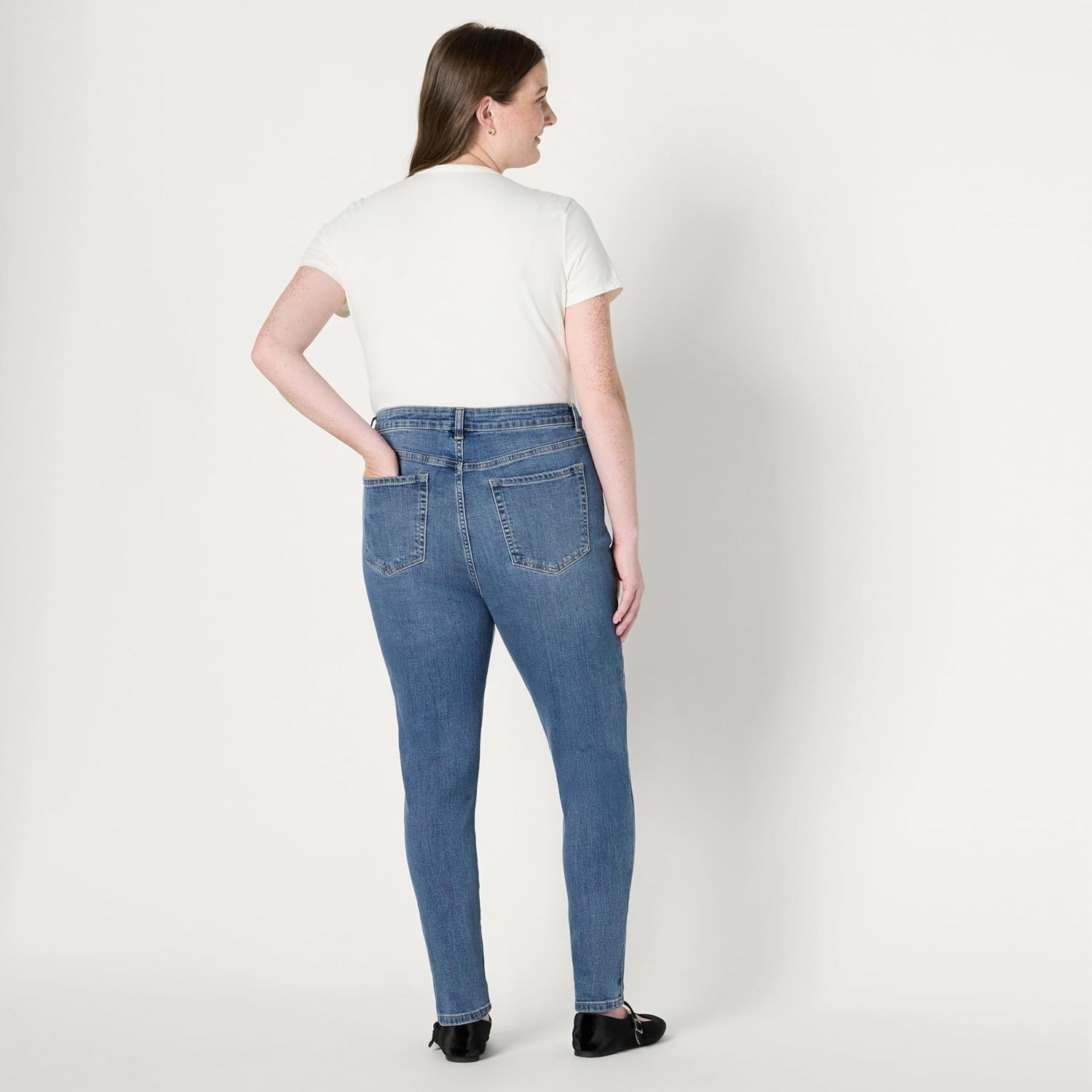 image:imageAmazon Essentials Womens High Stretch HighRise Skinny JeansMedium Blue