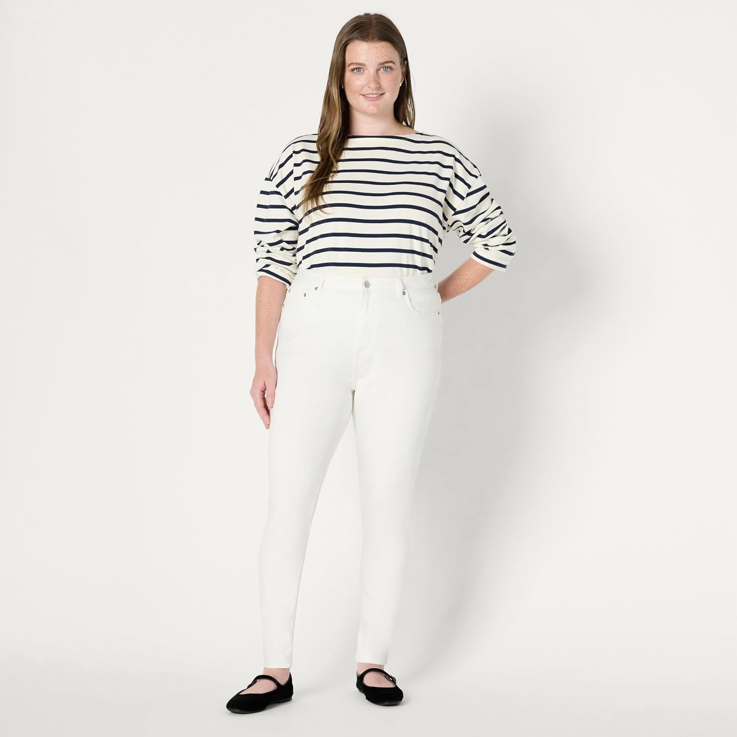 image:imageAmazon Essentials Womens High Stretch HighRise Skinny JeansWhite