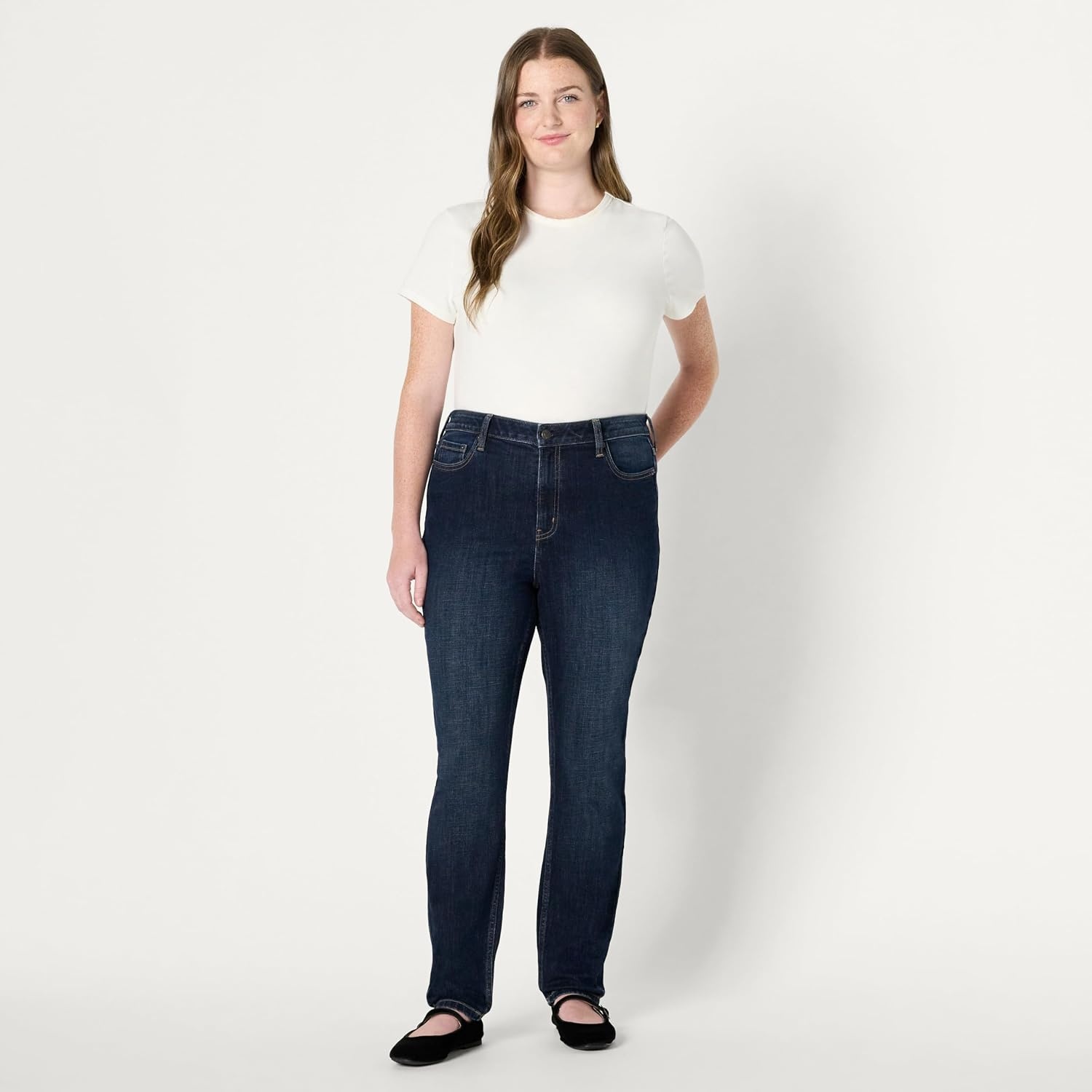 image:imageAmazon Essentials Womens High Stretch MidRise Skinny JeanDark Wash