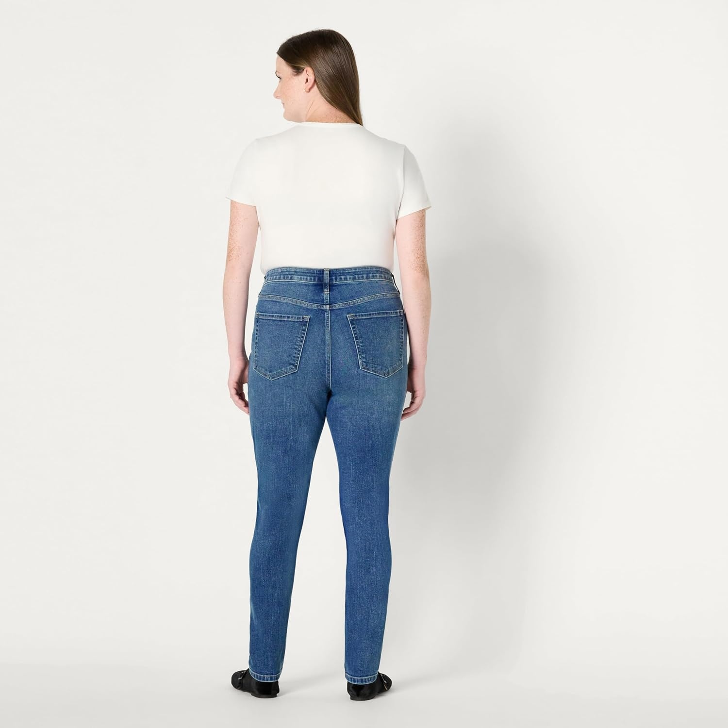 image:imageAmazon Essentials Womens High Stretch MidRise Skinny JeanMedium Blue