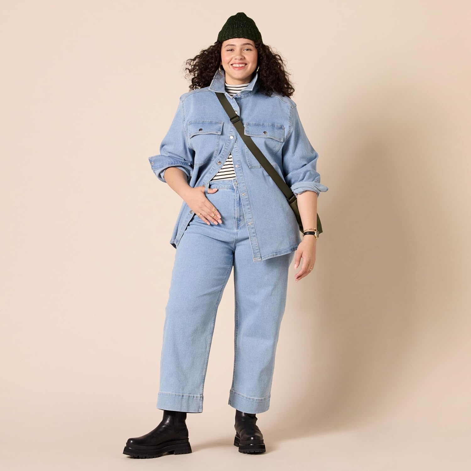 image:imageAmazon Essentials Womens HighRise RegularFit AnkleLength WideLeg Jeans Discontinued ColorsLight Wash