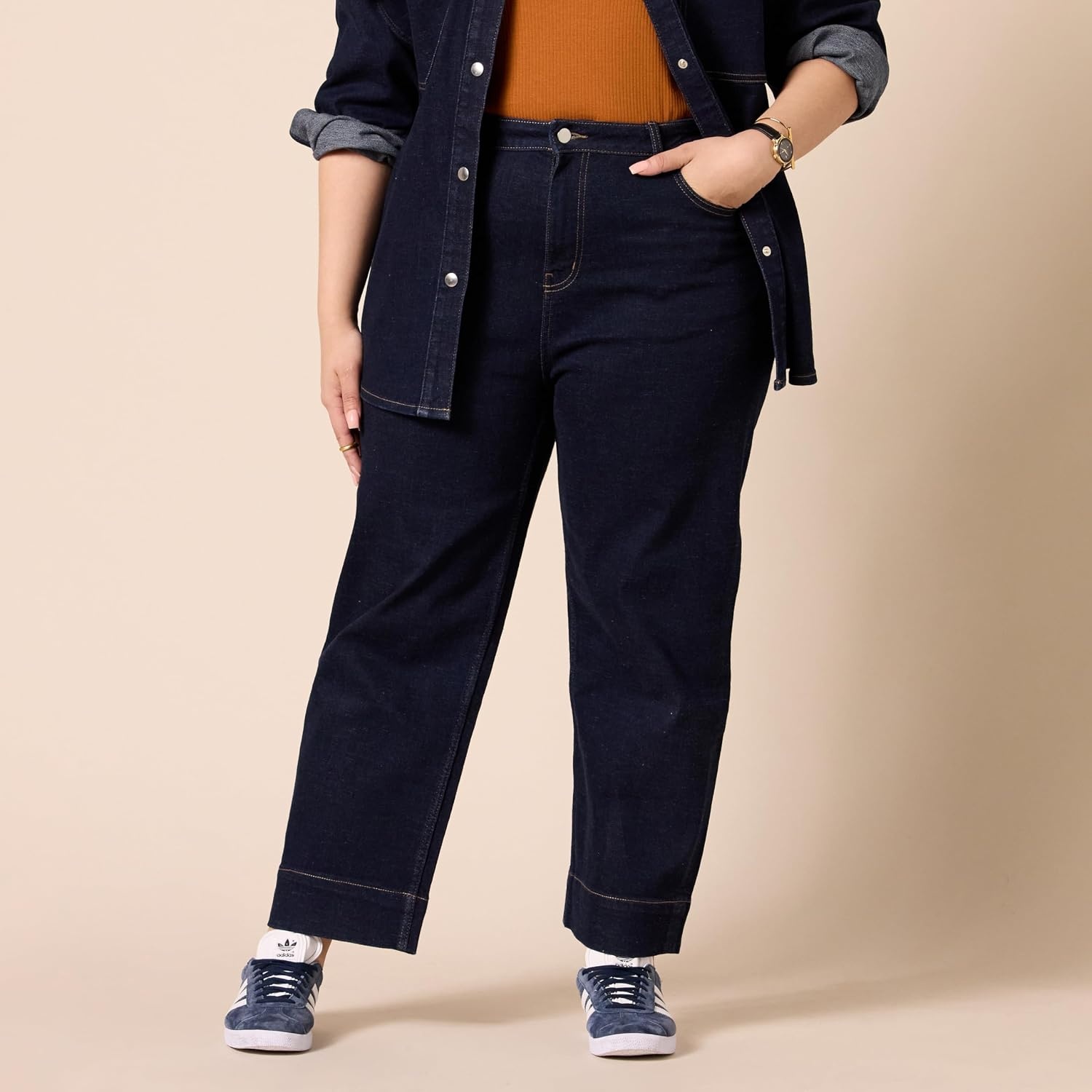image:imageAmazon Essentials Womens HighRise RegularFit AnkleLength WideLeg Jeans Discontinued ColorsRinse Wash