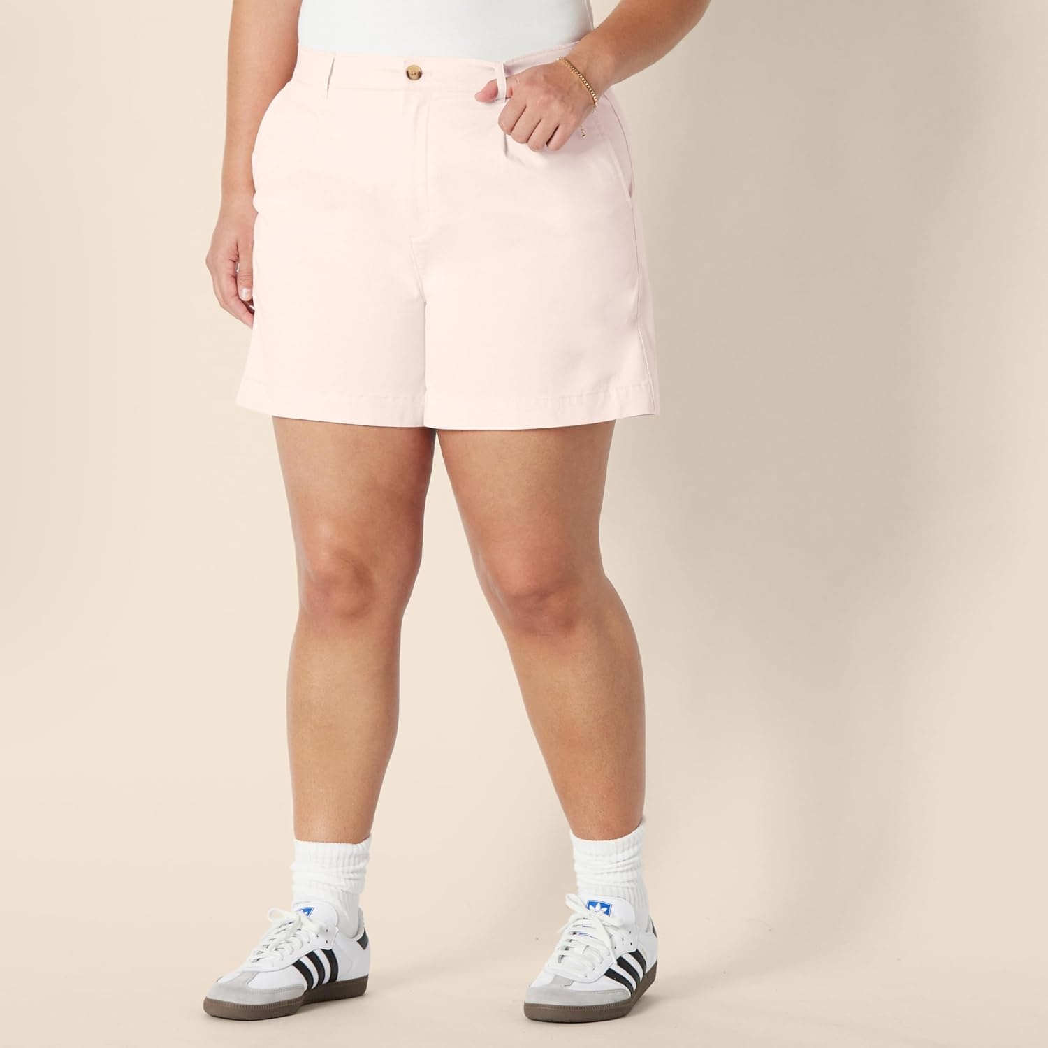 image:imageAmazon Essentials Womens HighRise RelaxedFit Aline Elastic Back ShortsRose