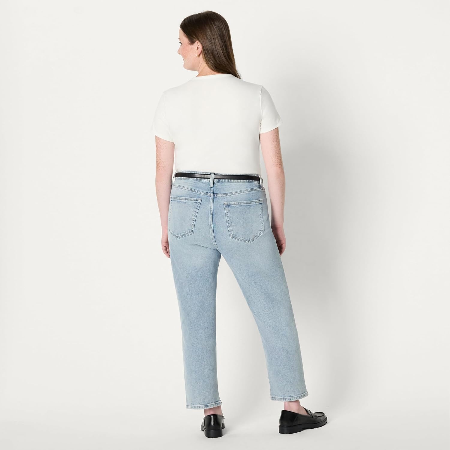 image:imageAmazon Essentials Womens HighRise Straight Leg JeanIced Light Wash
