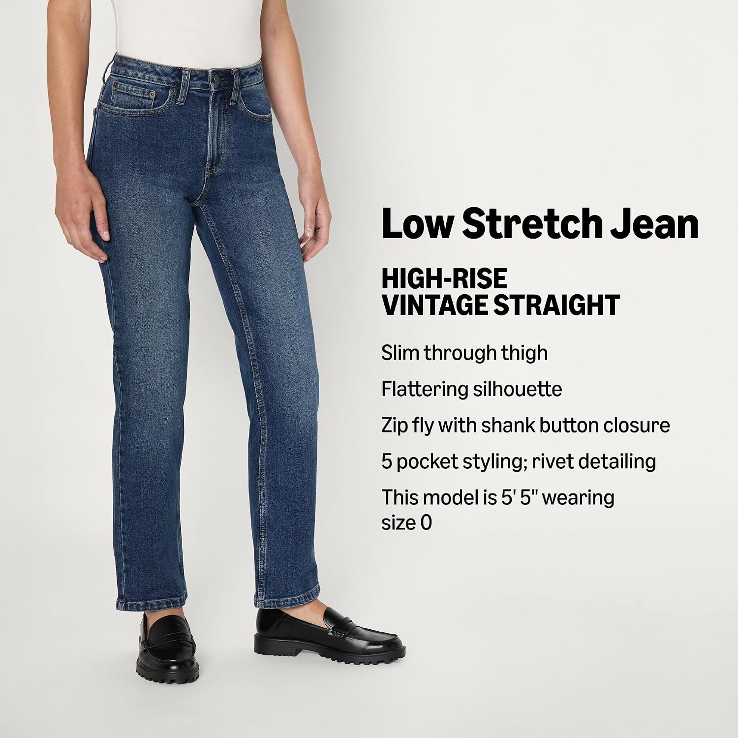 image:imageAmazon Essentials Womens HighRise Straight Leg JeanStone Dark Wash