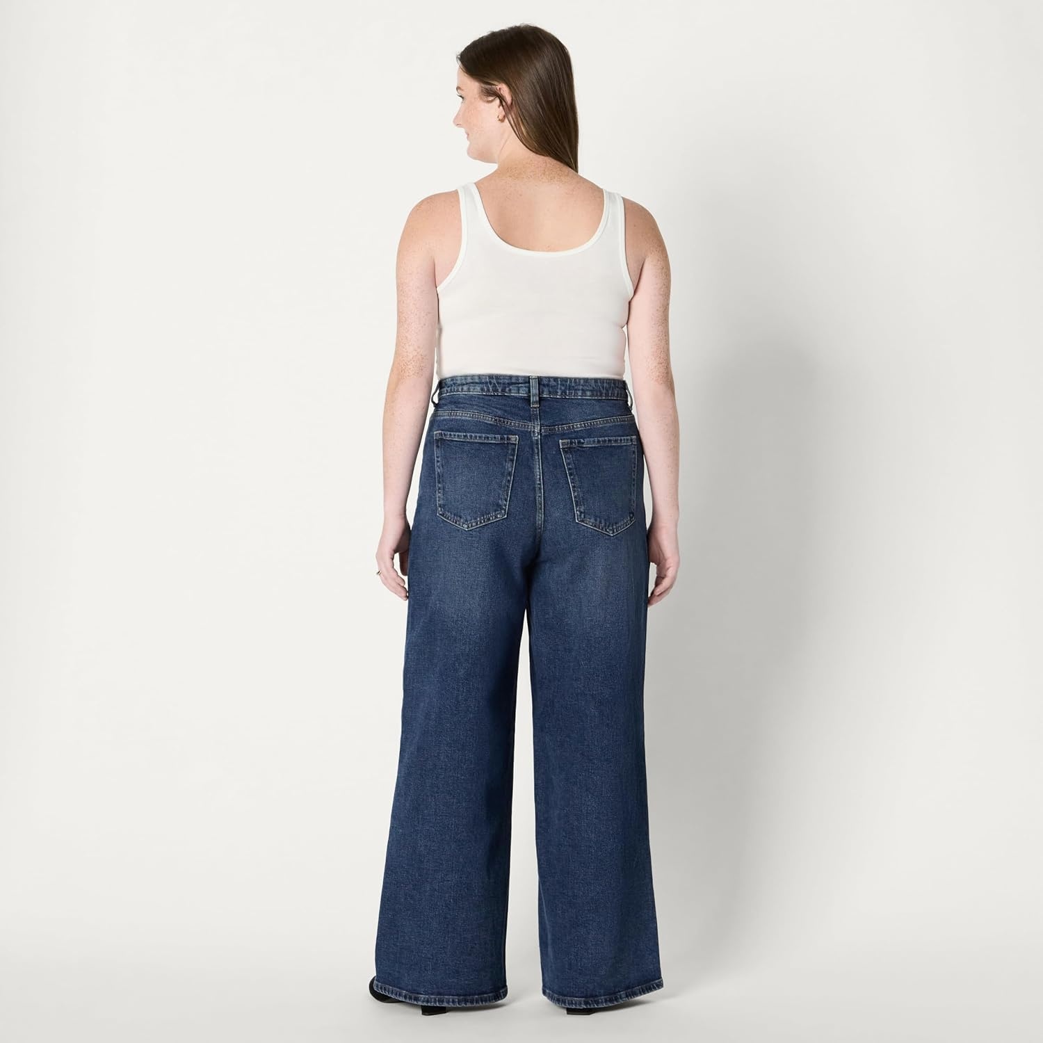 image:imageAmazon Essentials Womens HighRise Wide Leg Crop JeansStone Dark Wash