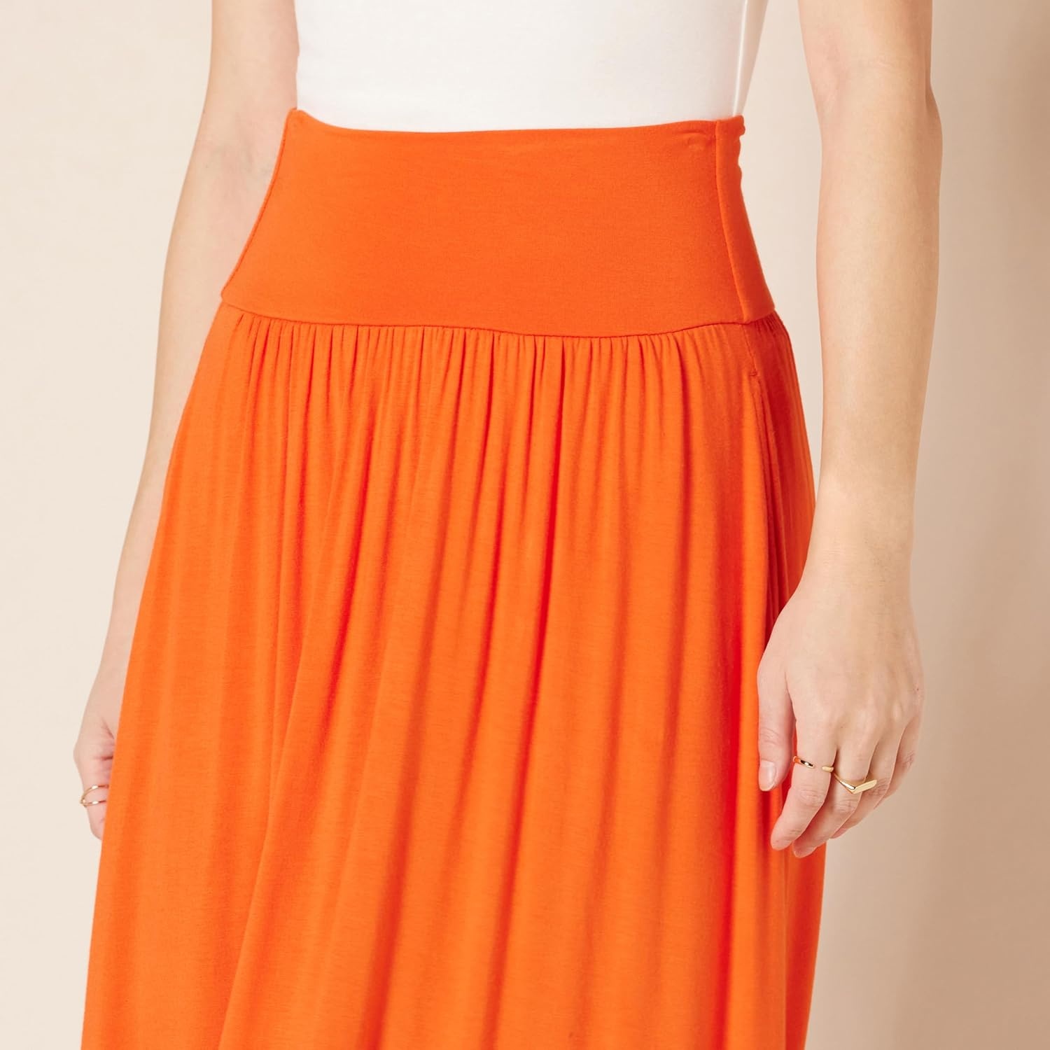 image:imageAmazon Essentials Womens Jersey Pull On Midi Length SkirtOrange