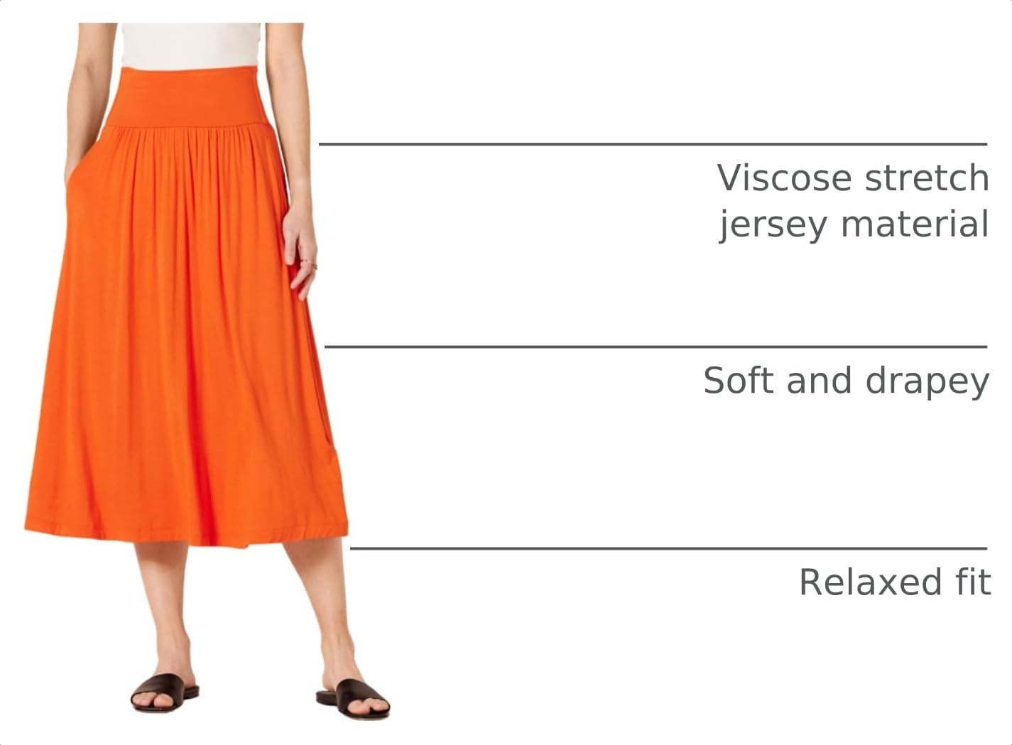image:imageAmazon Essentials Womens Jersey Pull On Midi Length SkirtOrange