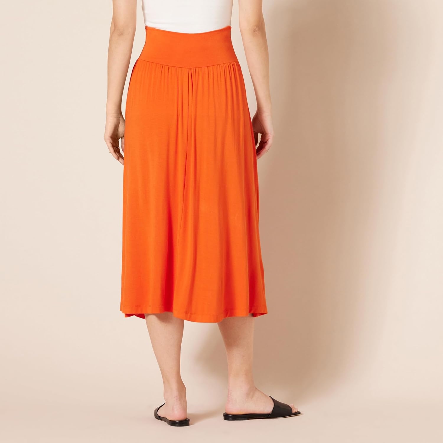 image:imageAmazon Essentials Womens Jersey Pull On Midi Length SkirtOrange