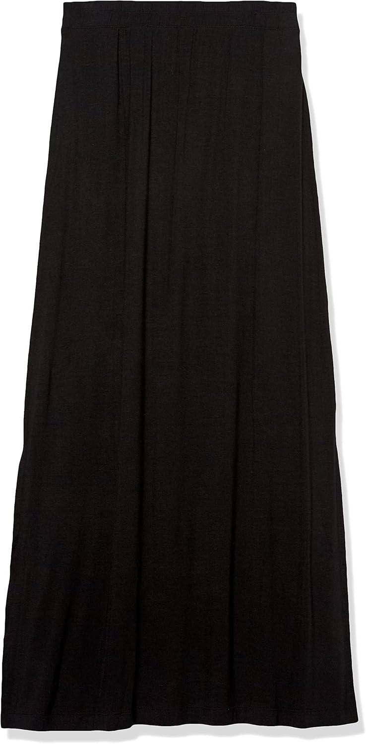 image:imageAmazon Essentials Womens Lightweight Knit Stretchy Maxi Skirt with Elastic Waistband Side SlitsBlack