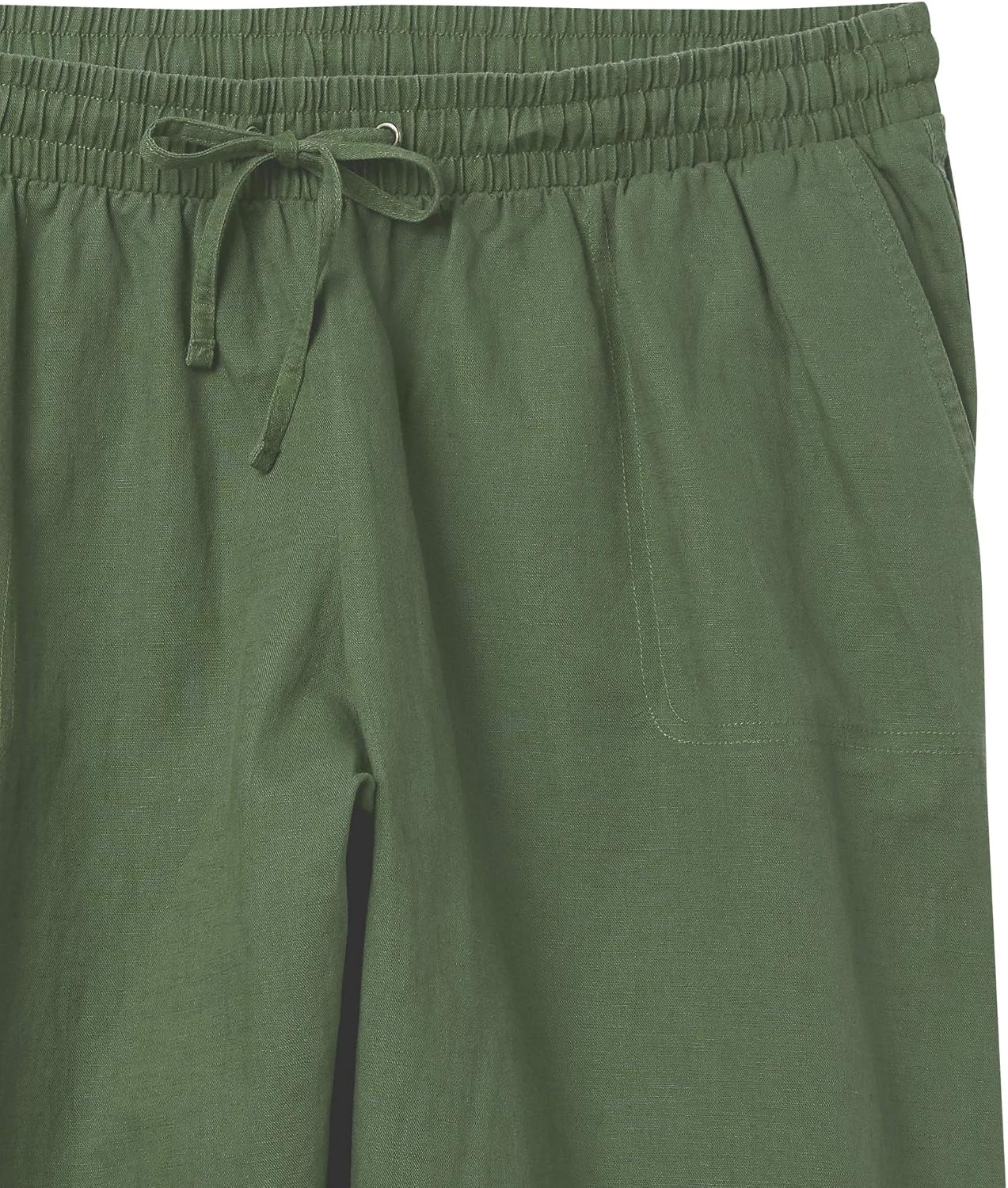 image:imageAmazon Essentials Womens Linen Blend Drawstring Relaxed Fit Wide Leg Pants Available in Plus SizeMilitary Green
