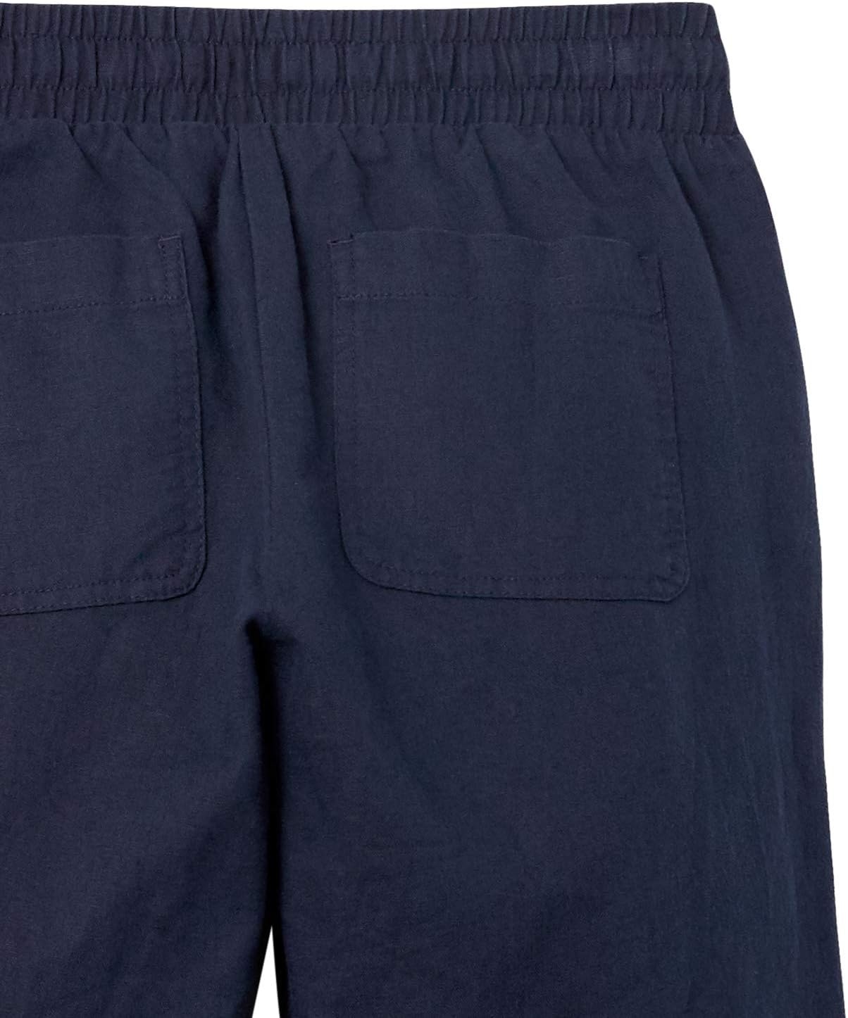 image:imageAmazon Essentials Womens Linen Blend Drawstring Relaxed Fit Wide Leg Pants Available in Plus SizeNavy
