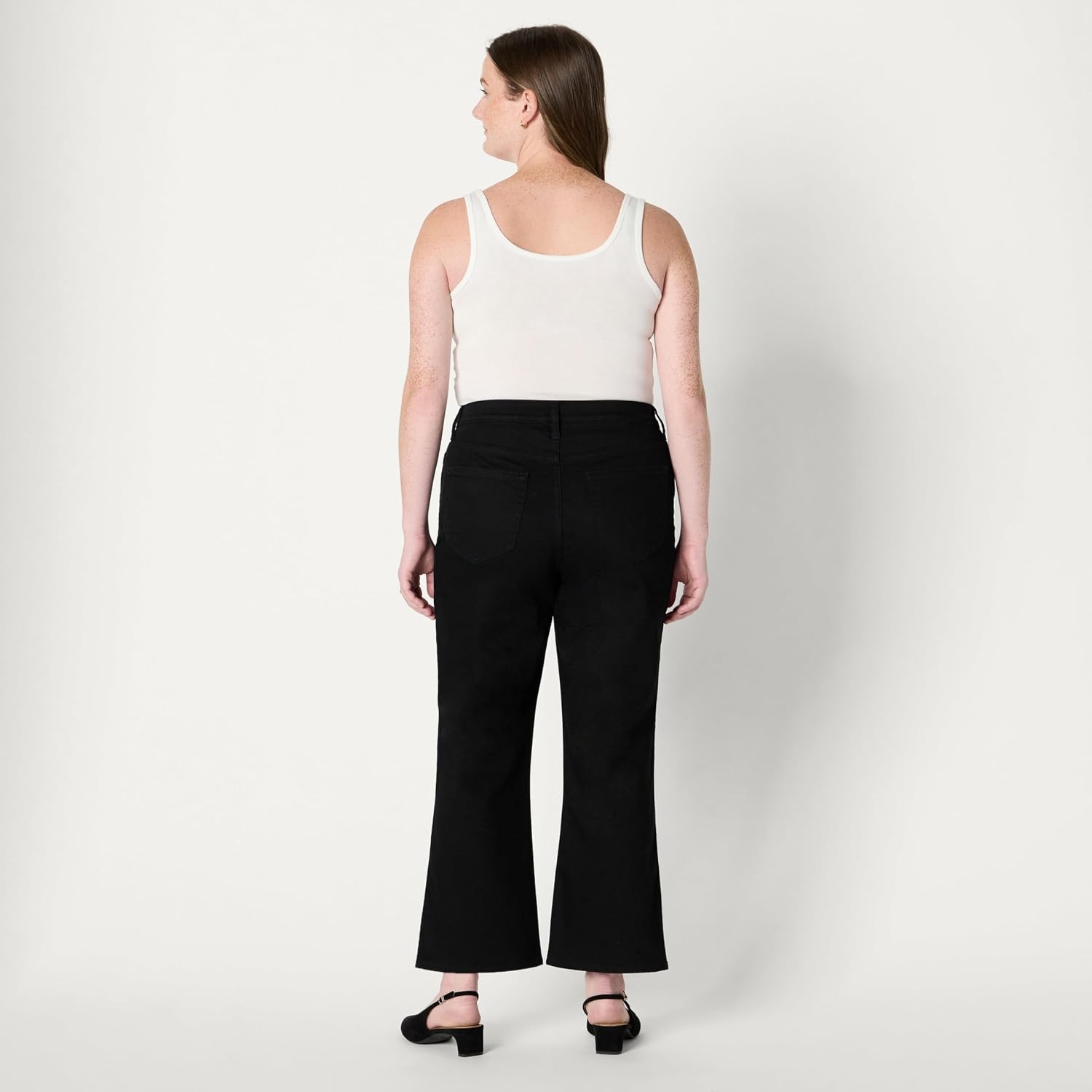 image:imageAmazon Essentials Womens Medium Stretch MidRise FashionForward Kick Crop JeansBlack