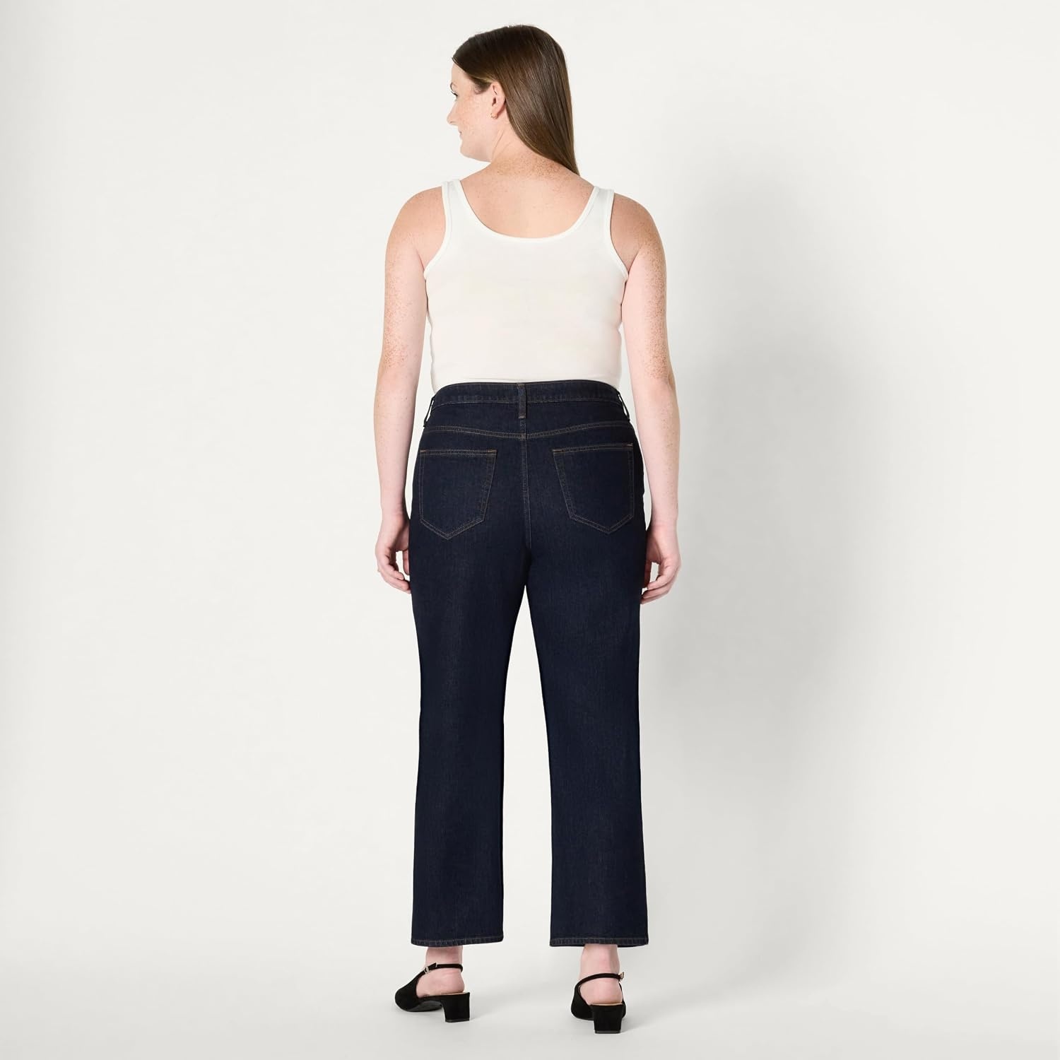 image:imageAmazon Essentials Womens Medium Stretch MidRise FashionForward Kick Crop JeansRinse