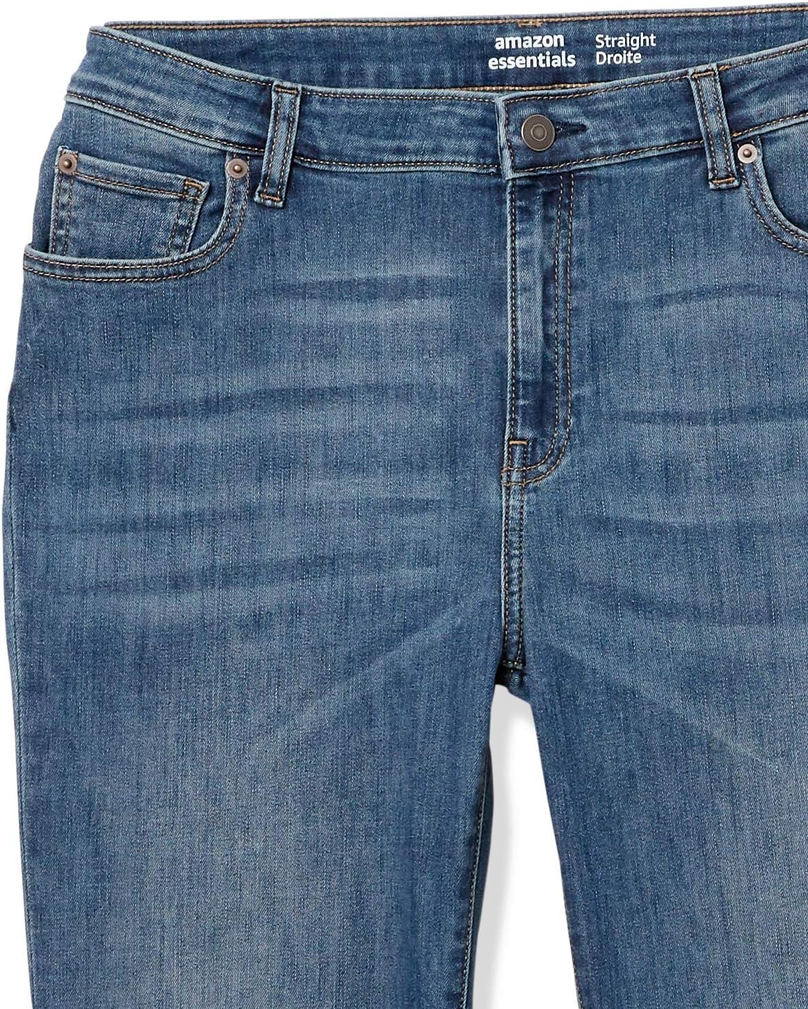 image:imageAmazon Essentials Womens Mid Rise Slim Straight Stretch Denim Jeans Discontinued ColorsNew Light Wash