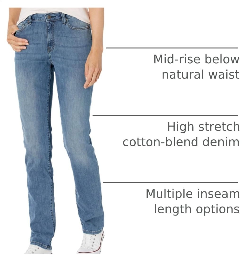 image:imageAmazon Essentials Womens Mid Rise Slim Straight Stretch Denim Jeans Discontinued ColorsNew Light Wash